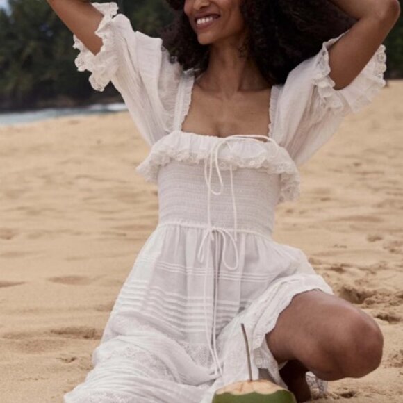 Doen Izabel Dress white maxi eyelet medium m - Picture 2 of 4